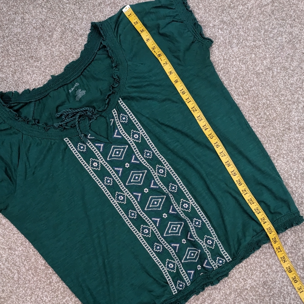 SOLD- St John's Bay 100% cotton embroidered short sleeve peasant blouse - Picture 11 of 11